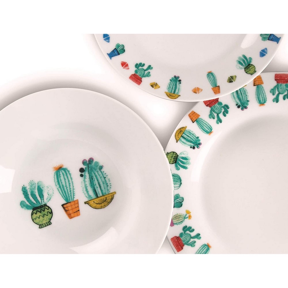 Porcelain dinnerware with Cactus decoration 18 pieces Excelsa